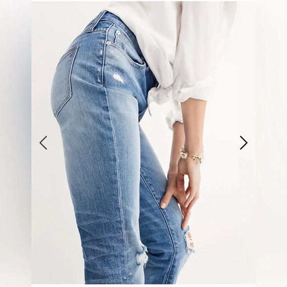 Madewell The High-Rise Slim Crop Boyiean: Knee-Rip Edition blue size 25 - Picture 12 of 16